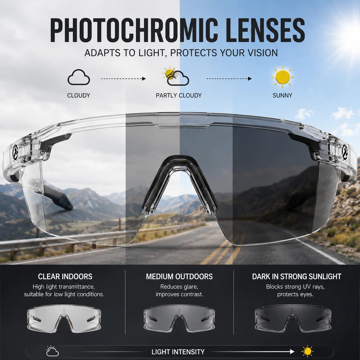 🕶️Photochromic Goggles | UV Protection for Day & Night Riding-EV