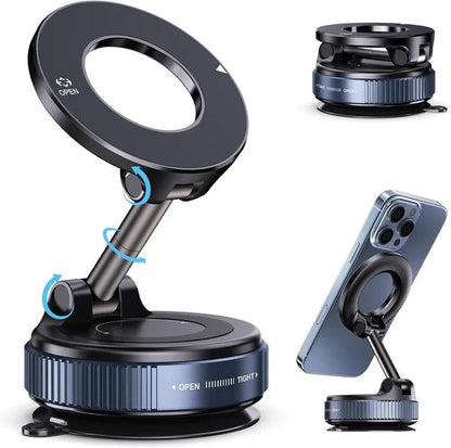 🎁[2026] 360° Vacuum Magnetic Car Mount, Ultra-Stable MagSafe Phone Holder for Dash & Windshield, Fits All Phones & Heavy Cases-BP