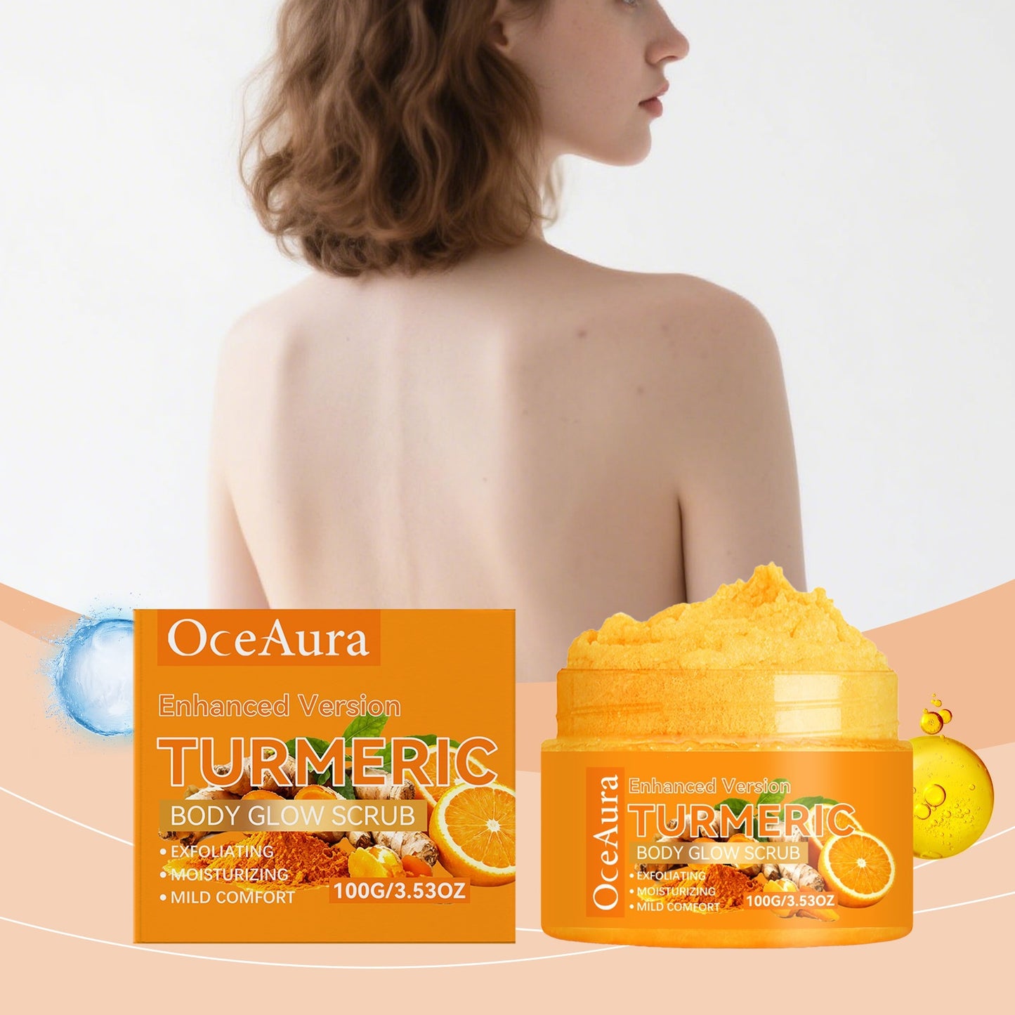 🔥OceAuraTM Enhanced Turmeric Body Glow Scrub🎁 - Natural Exfoliating & Skin Brightening for Dark Spots, Acne, and Smooth Skin-BP