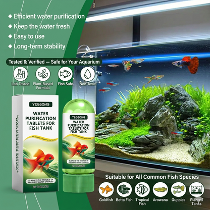 🌊 Water Clarifier Purification Tablets — Clears Cloudy, Green & Murky Water Fast | Safe for Fish Tanks, Ponds & Aquariums | Non-Toxic & Long-Lasting Formula 💧-&F