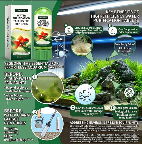 🏆Crystal Clear Aquarium Water Clarifier Tablets🐟 - Professional Fish Tank Cleaner for Cloudy Water, Odor Removal & Algae Control - Fish & Plant Safe🎁-LP
