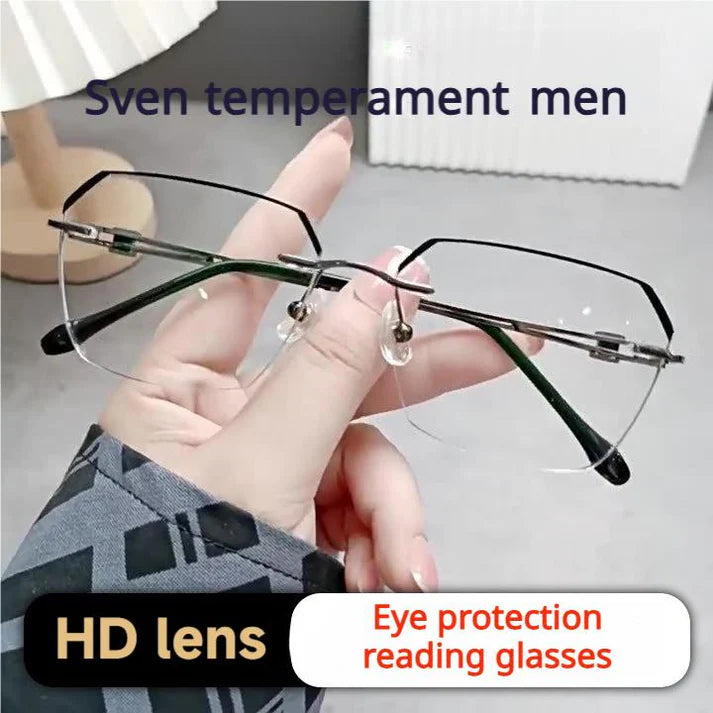 Frameless Progressive Reading Glasses – Multi-Focus Vision with Blue Light Protection for Men & Women-TY