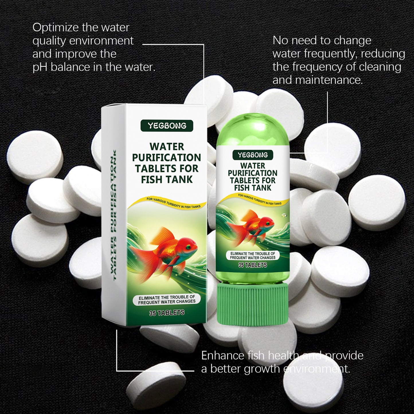 🌊 Water Clarifier Purification Tablets — Clears Cloudy, Green & Murky Water Fast | Safe for Fish Tanks, Ponds & Aquariums | Non-Toxic & Long-Lasting Formula 💧-&F