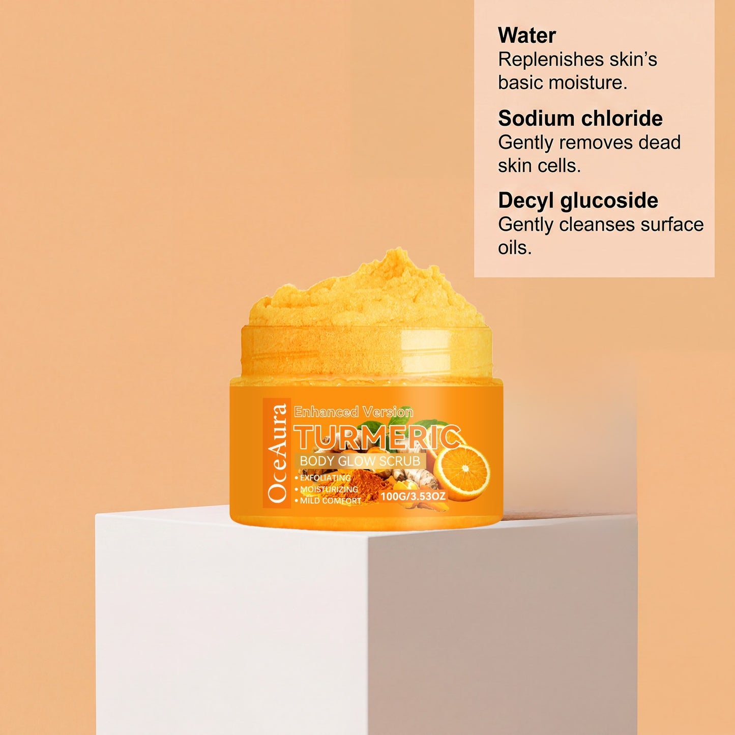 🔥OceAuraTM Enhanced Turmeric Body Glow Scrub🎁 - Natural Exfoliating & Skin Brightening for Dark Spots, Acne, and Smooth Skin-BP