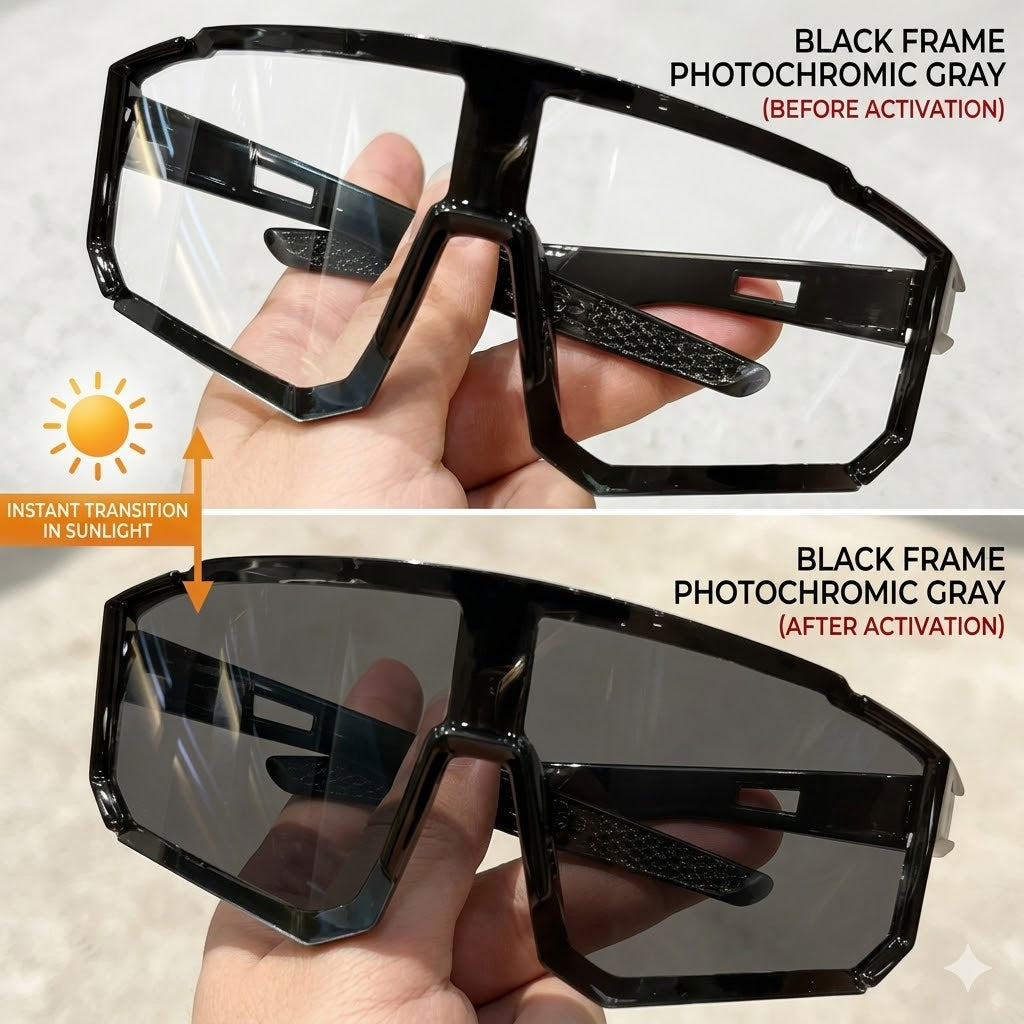 🕶️Day & Night Professional Cycling Goggles — Photochromic, Windproof & Sandproof, for Marathon, Outdoor, Bike, Hiking & Night Riding-EQ