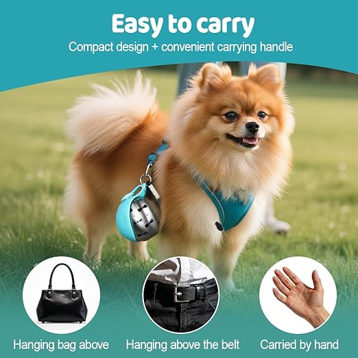 Stainless Steel Spherical Pet Water Bottle | 10oz Leak-Proof Portable Travel Dispenser with Foldable Silicone Bowl for Small & Medium Dogs.-&F