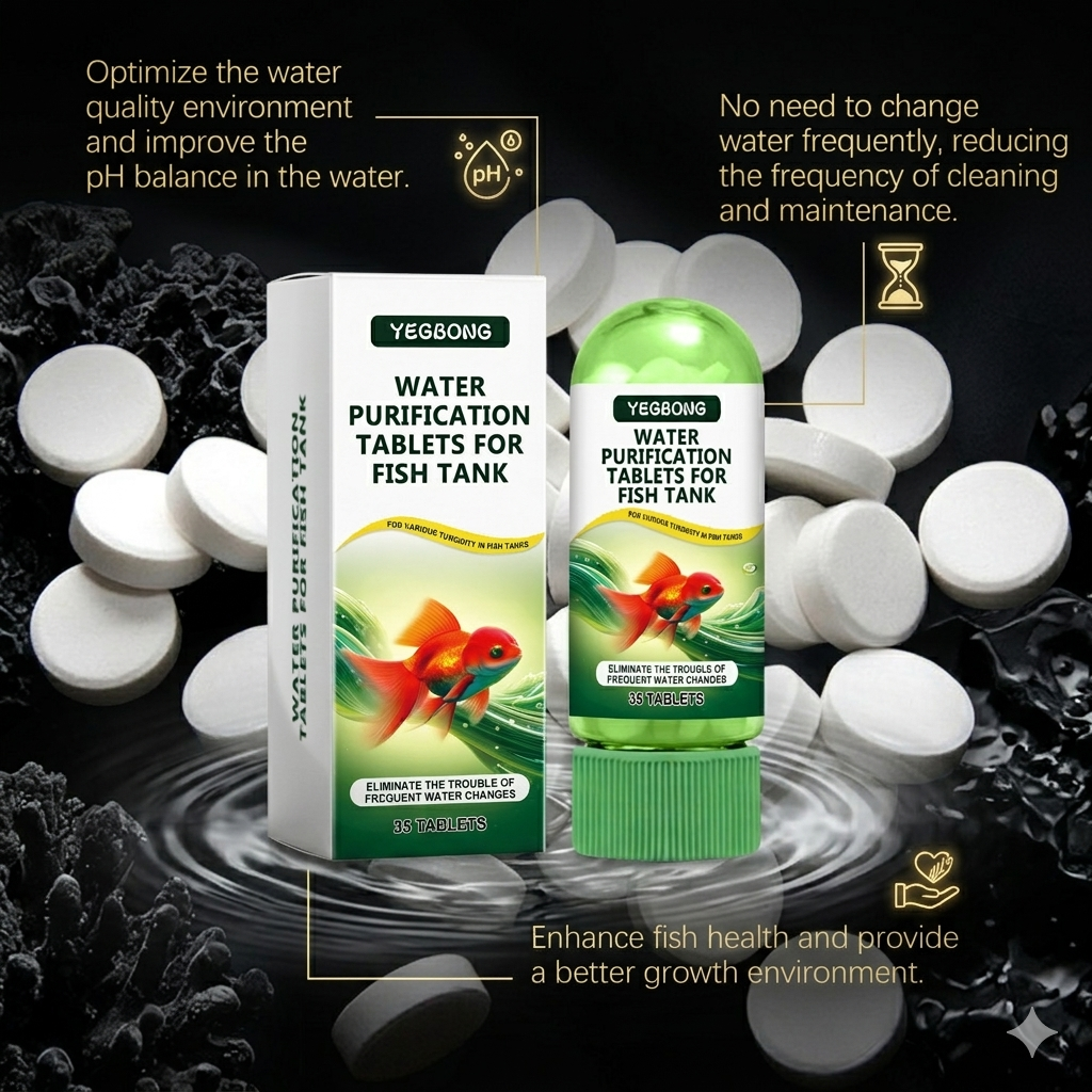 💧YEGBONG Water Purification Tablets - 🏆Rapid Clarity for Fish Tanks, Crystal Clear Water in Minutes💦-BP