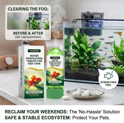 🏆Crystal Clear Aquarium Water Clarifier Tablets🐟 - Professional Fish Tank Cleaner for Cloudy Water, Odor Removal & Algae Control - Fish & Plant Safe🎁-LP
