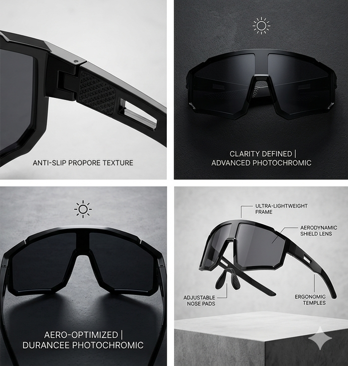 🕶️Day & Night Professional Cycling Goggles — Photochromic, Windproof & Sandproof, for Marathon, Outdoor, Bike, Hiking & Night Riding-EQ