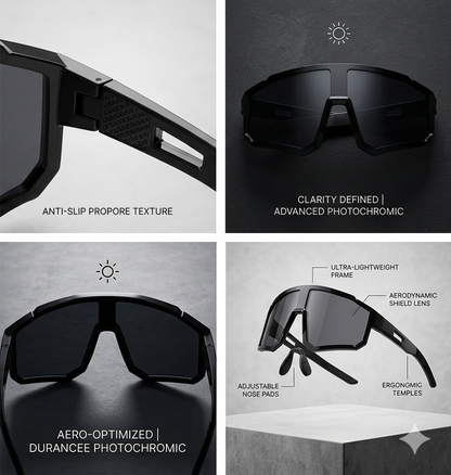 🕶️Day & Night Professional Cycling Goggles — Photochromic, Windproof & Sandproof, for Marathon, Outdoor, Bike, Hiking & Night Riding-EQ